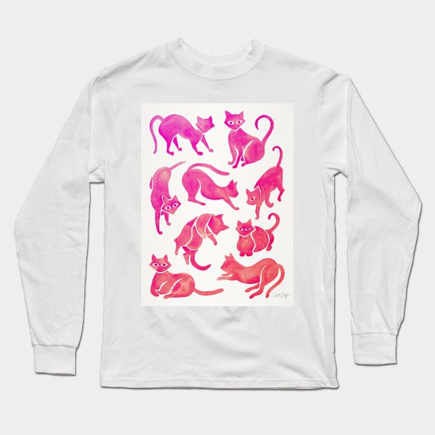 pink cat positions Long Sleeve T-Shirt by CatCoq